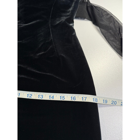 M&S Black Velvet Long Sleeve Secret Support Dress Sz US 8 Wednesday Addams Goth - Picture 11 of 13